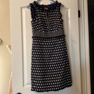 Tory Burch navy/cream polka dot dress